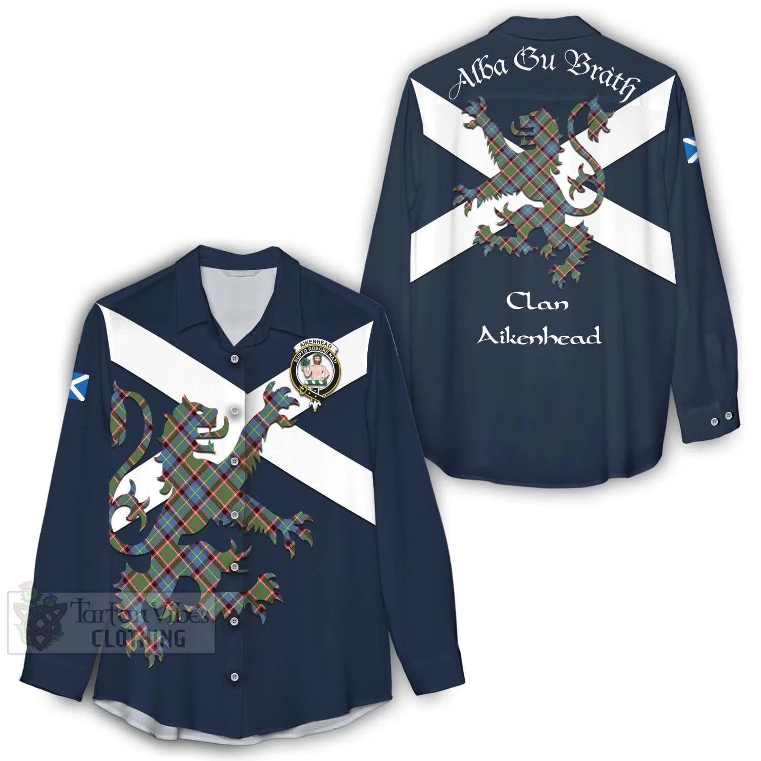 Aikenhead Tartan Lion Rampant Women's Casual Shirt Proudly Display Your Heritage with Alba Gu Brath and Clan Name